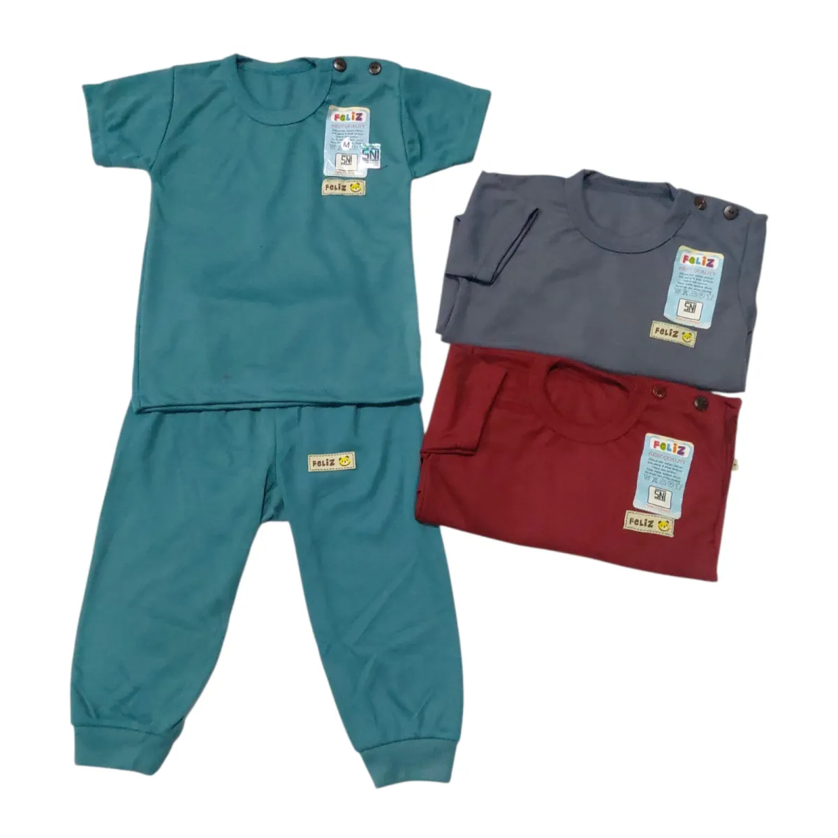 Stelan  Felis Warna Polos kancing Bahu CPRC